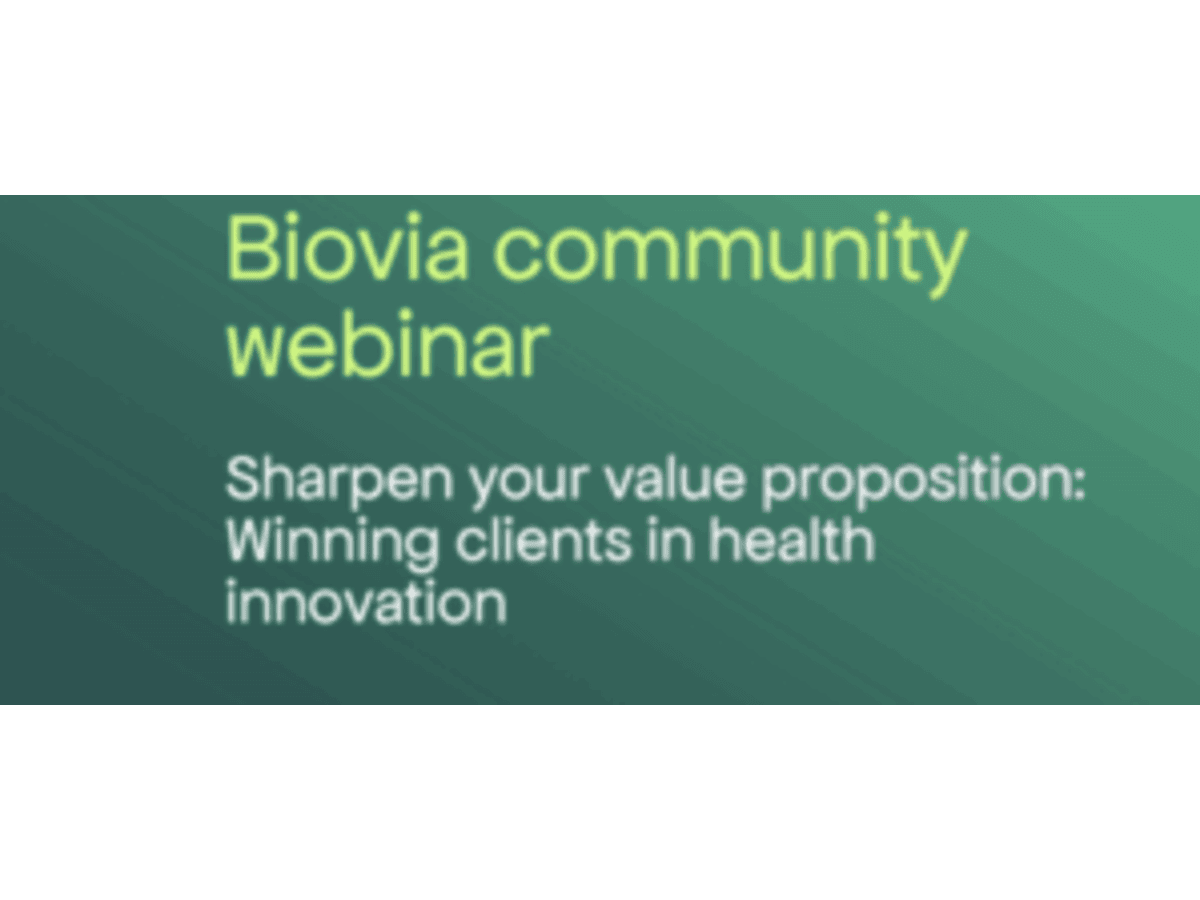 BioVia Community Webinar &#8211; Sharpen your value proposition